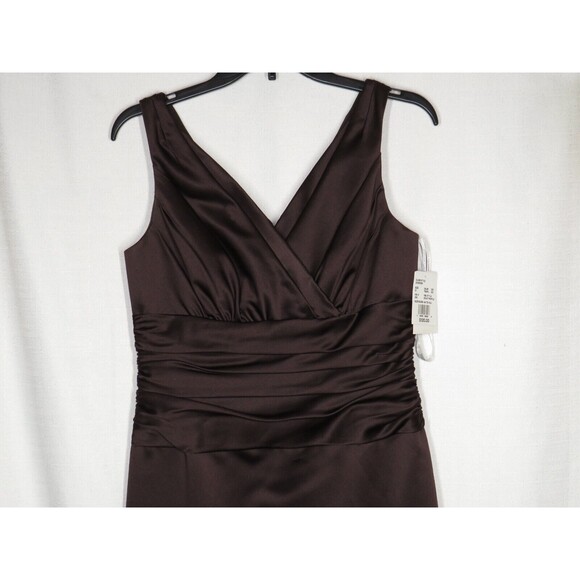 David's Bridal Women's Brown V Neck Shirred Formal Party Maxi Dress Size 10 - Picture 3 of 11